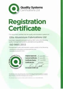 Elite Aluminium Fabrications Ltd CFA Factory Production Control Certificate